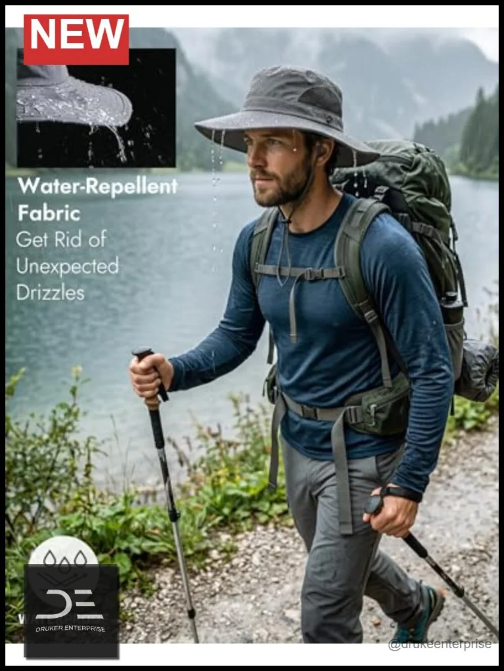 UV Protection Wide Brim Bucket Hat Waterproof Foldable Fishing Hiking Safari Hat